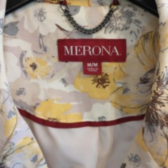 Merona Women's Floral Trench Coat, Size Medium - Picture 2 of 4